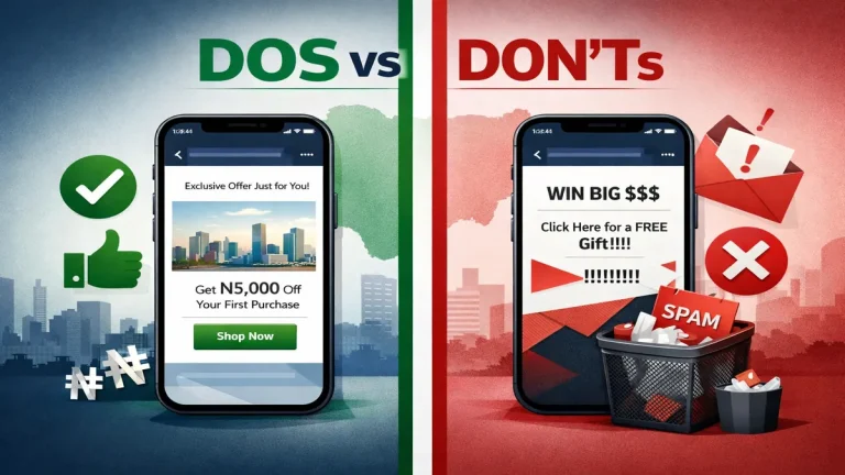 Comparison of poorly optimized vs. properly optimized email on mobile device for Nigerian audiences